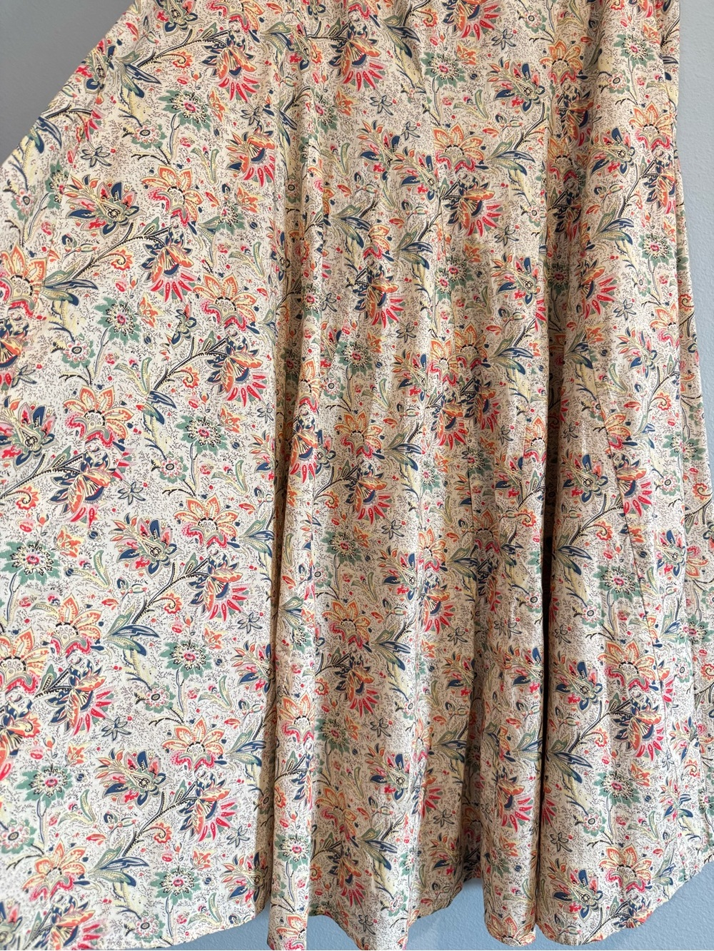 THE GREAT. The Godet Floral A-Line Maxi Skirt Boho Euro Summer Cottage Size2/M - Picture 3 of 6